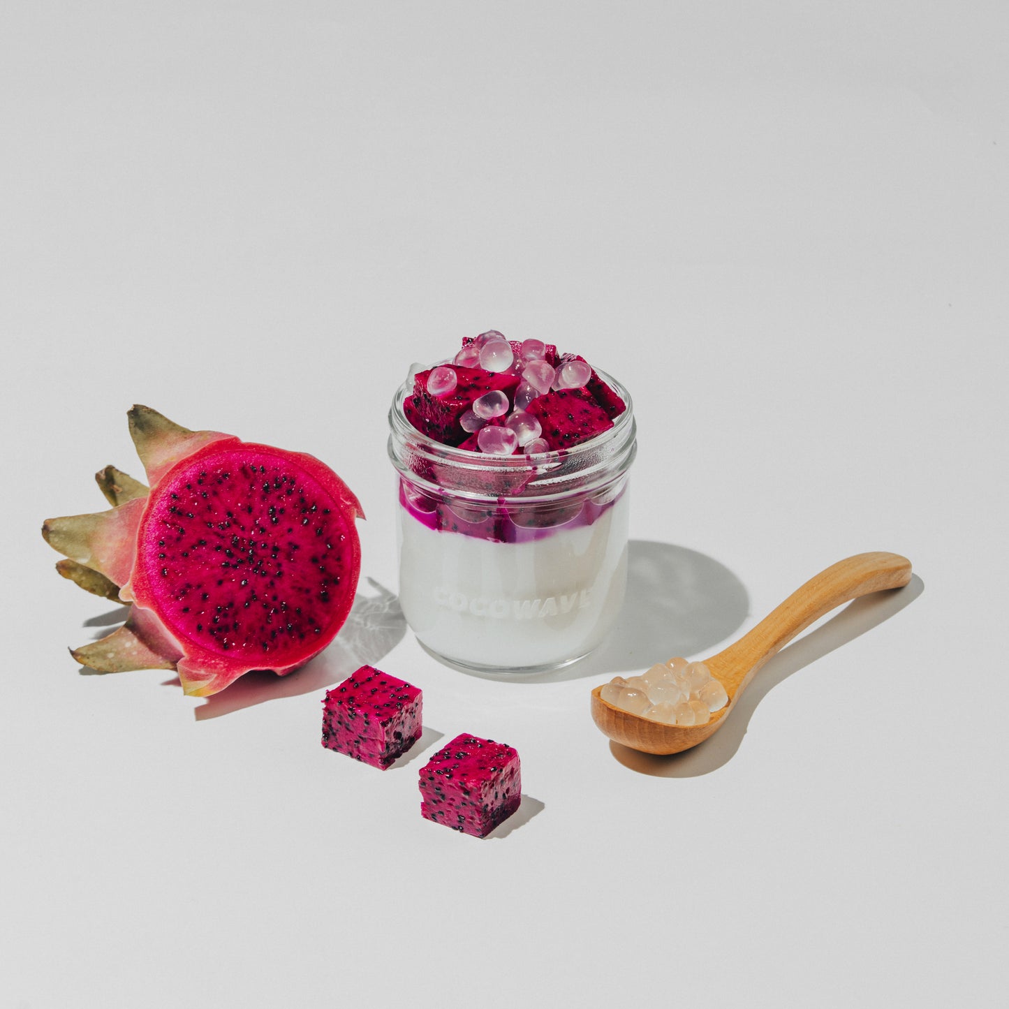 红心火龙果鲜椰冻(0糖) Red Dragonfruit Coconut Pudding (No Sugar Added)